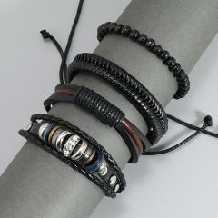 Casual handmade leather bracelet set for men