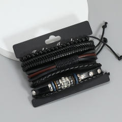 Casual handmade leather bracelet set for men