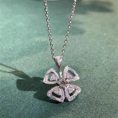 INS elegant diamond clover pendant necklace