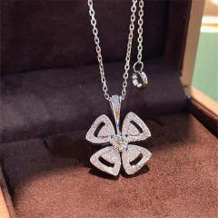 INS elegant diamond clover pendant necklace