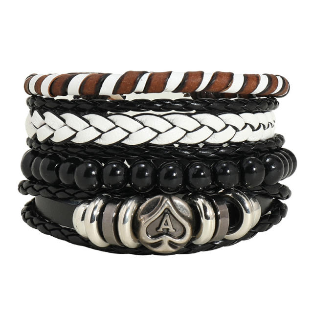 Occident fashion vintage handmade leather bracelet set for men