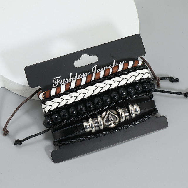 Occident fashion vintage handmade leather bracelet set for men