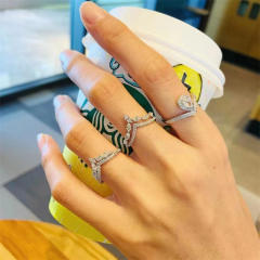 Elegant popular leaf design diamond rings for women