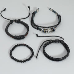 Casual handmade leather bracelet set for men