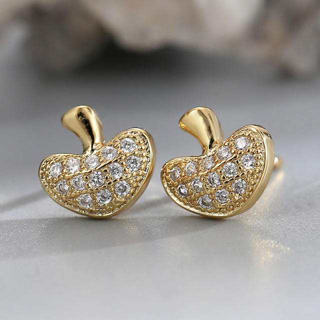 Korean fashion diamond mushroom real gold plated earrings