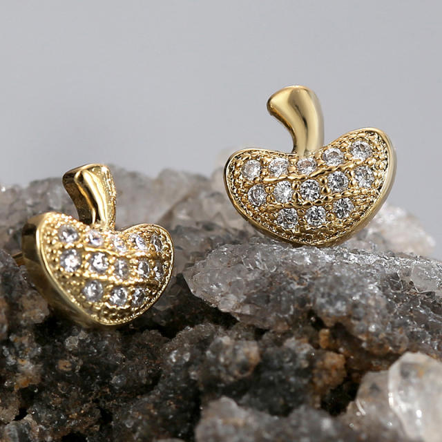 Korean fashion diamond mushroom real gold plated earrings