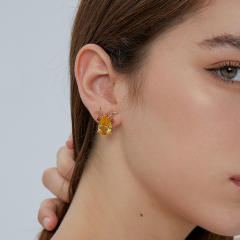 Christmas series deer design real gold plated studs earrings