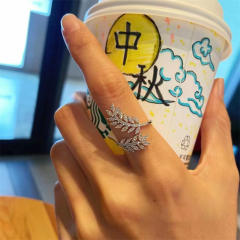 Elegant popular leaf design diamond rings for women