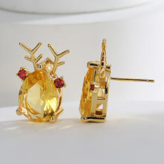 Christmas series deer design real gold plated studs earrings