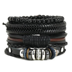 Casual handmade leather bracelet set for men
