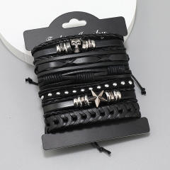 6pcs braid leather bracelet set for men