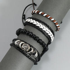 Occident fashion vintage handmade leather bracelet set for men