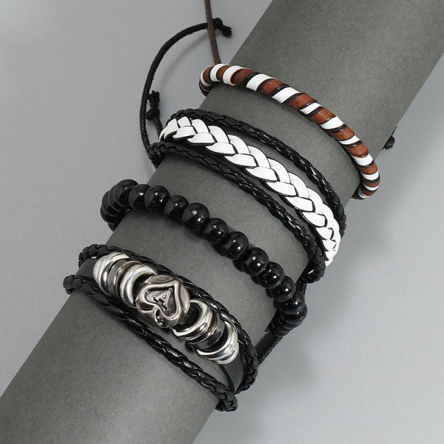 Occident fashion vintage handmade leather bracelet set for men