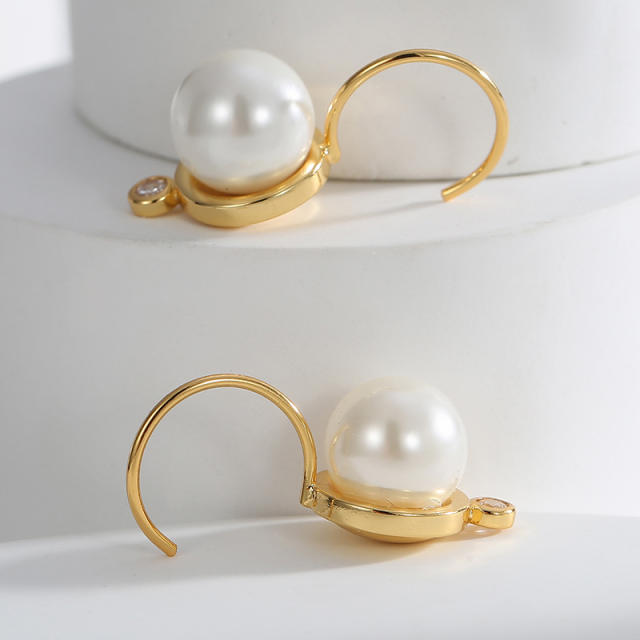 Elegant real gold plated pearl earrings