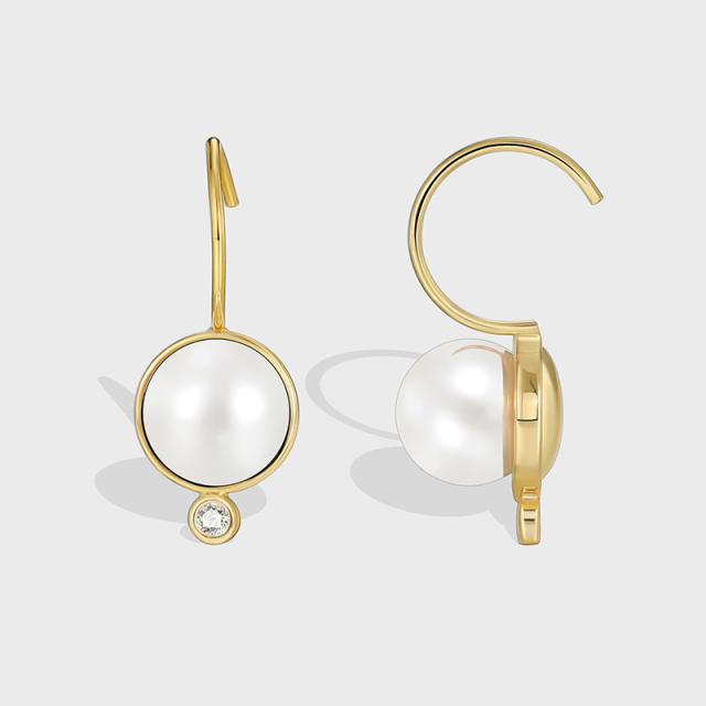 Elegant real gold plated pearl earrings