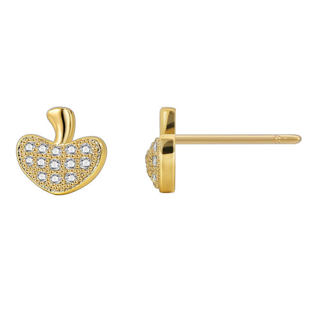 Korean fashion diamond mushroom real gold plated earrings