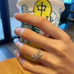 Elegant popular leaf design diamond rings for women