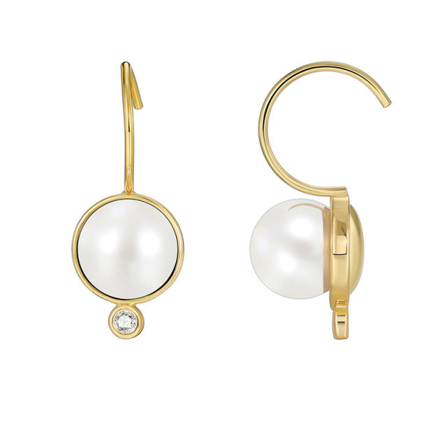 Elegant real gold plated pearl earrings