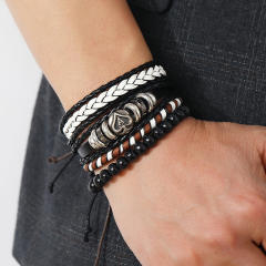 Occident fashion vintage handmade leather bracelet set for men