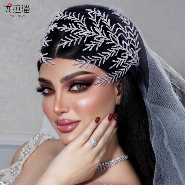 Amazon hot sale luxury pave setting diamond wedding headband
