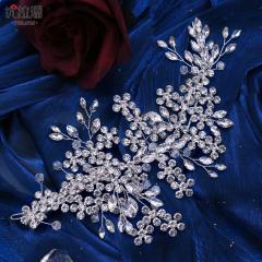 Hollow leaf pave setting crystal wedding hair pieces