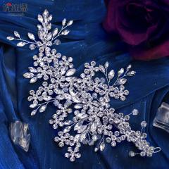 Hollow leaf pave setting crystal wedding hair pieces