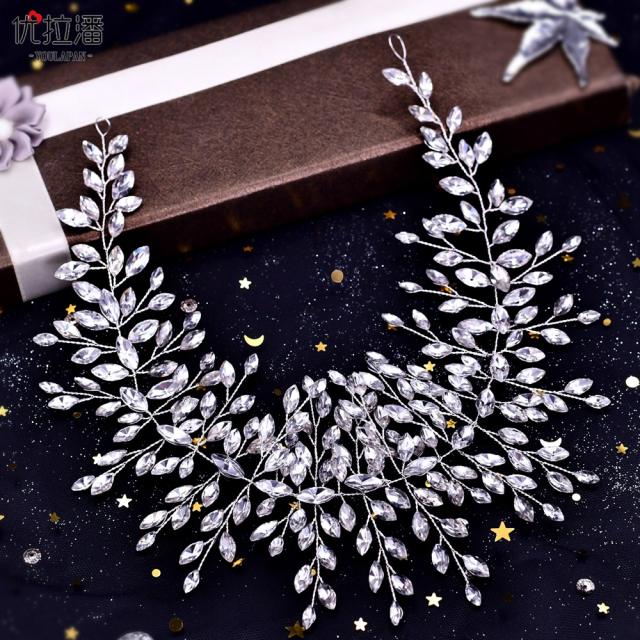 Gold color crystal wedding hair pieces