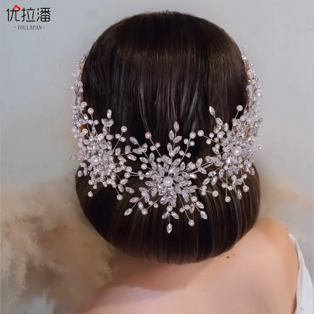 Luxury diamond snowflake wedding hair pieces