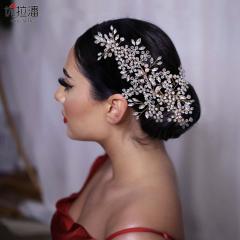 Hollow leaf pave setting crystal wedding hair pieces
