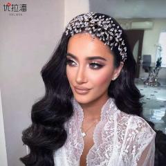 Gold color crystal wedding hair pieces