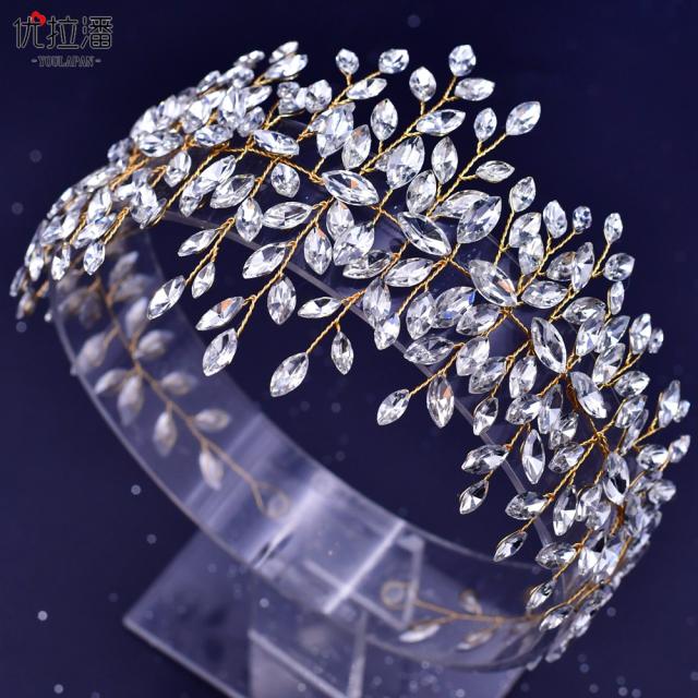 Gold color crystal wedding hair pieces