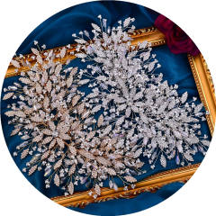 Super shiny handmade diamond wedding headband set