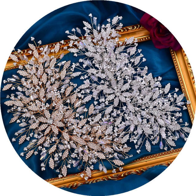 Super shiny handmade diamond wedding headband set