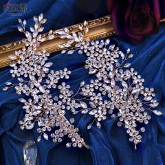 Hollow leaf pave setting crystal wedding hair pieces