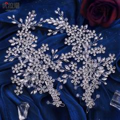 Hollow leaf pave setting crystal wedding hair pieces