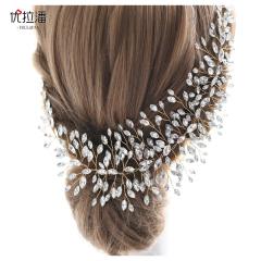 Gold color crystal wedding hair pieces