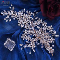 Hollow leaf pave setting crystal wedding hair pieces