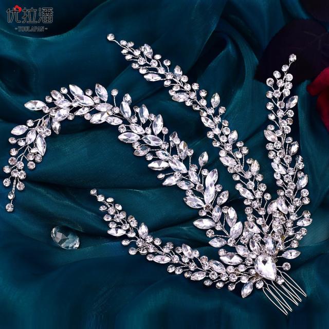 Hot sale handmade silver color crystal wedding hair combs
