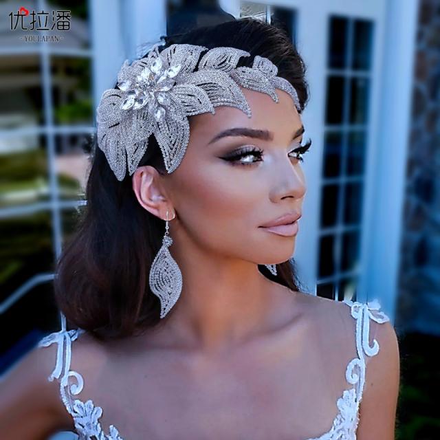 Occident fashion luxury diamond flower wedding headband