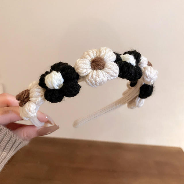 Winter autumn design black white padded headband
