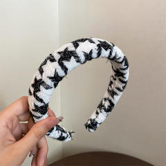 Winter autumn design black white padded headband