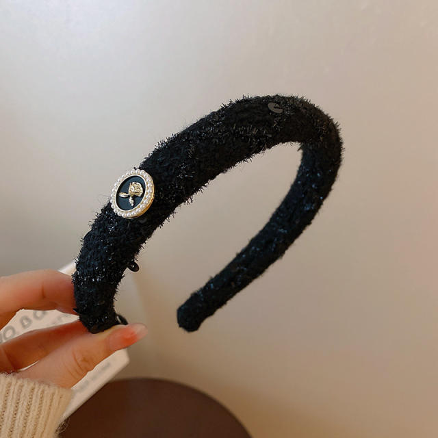 Winter autumn design black white padded headband