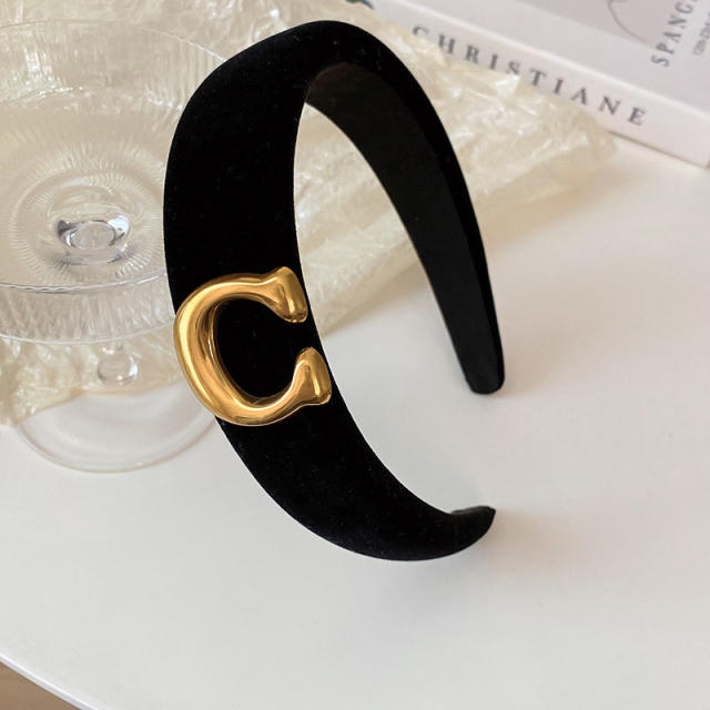 Winter autumn design black white padded headband