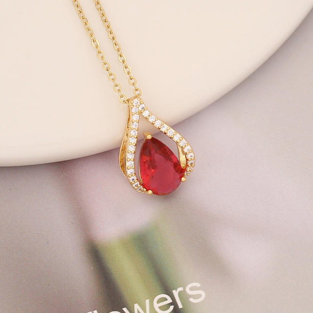 Ruby statement real gold plated pendant necklace