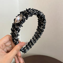Winter autumn design black white padded headband