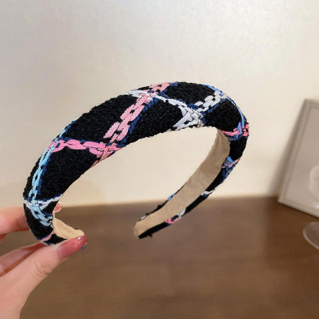 Winter autumn design black white padded headband