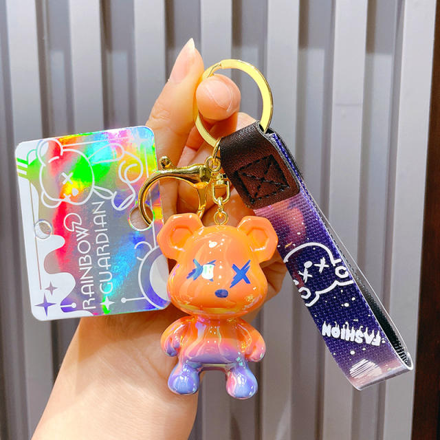 Creative Gradient color bear keychain