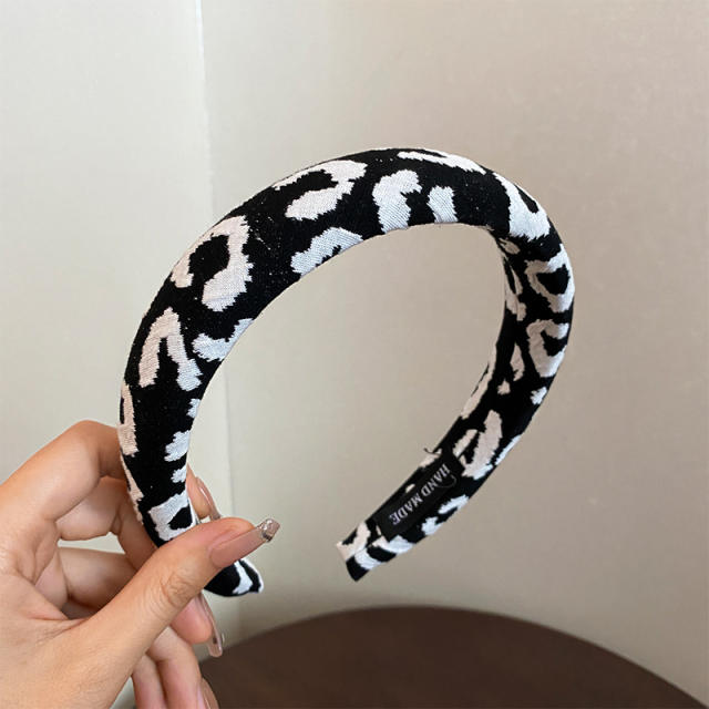 Winter autumn design black white padded headband