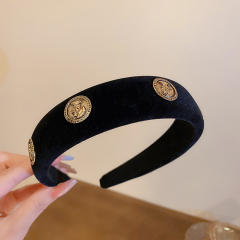 Winter autumn design black white padded headband