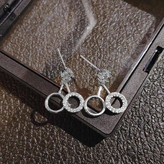 Concise diamond circle women earrings